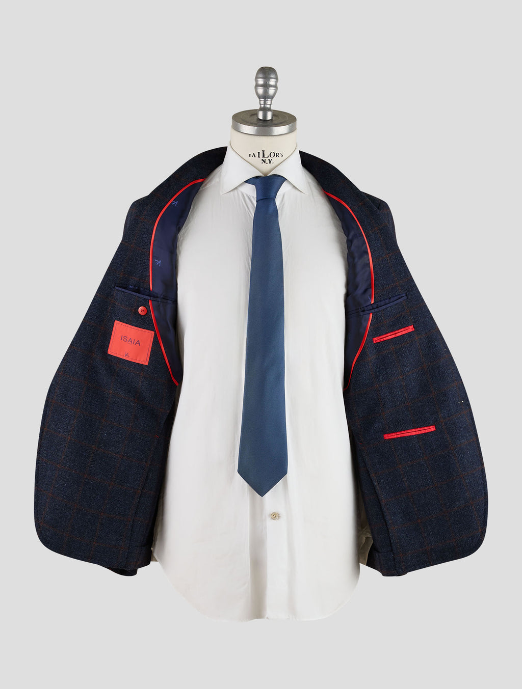 Isaia Blue Brown Wool Blazer