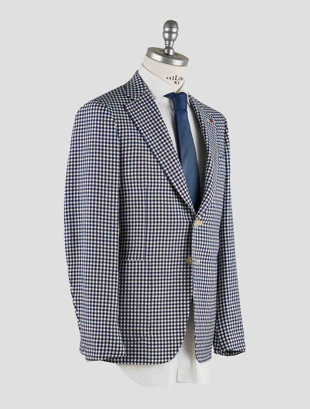 Isaia Blue White Wool Linen Blazer Mod. Capri