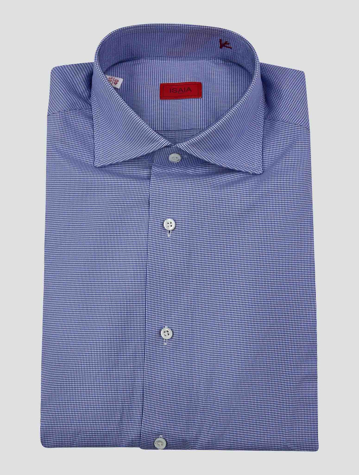 Isaia Blue White Cotton Shirt