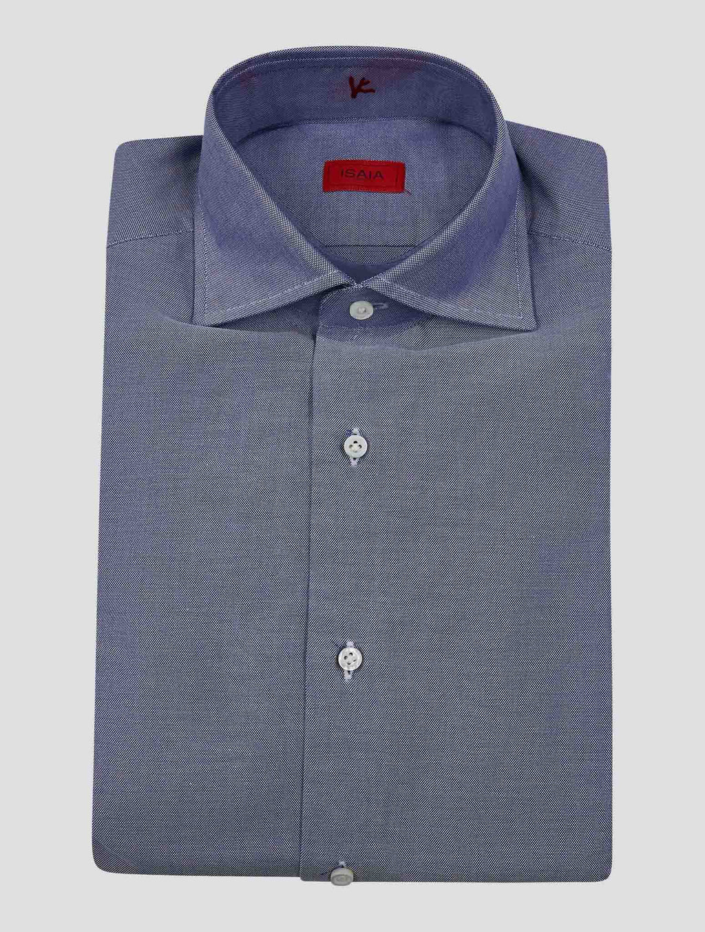Isaia Blue White Cotton Shirt