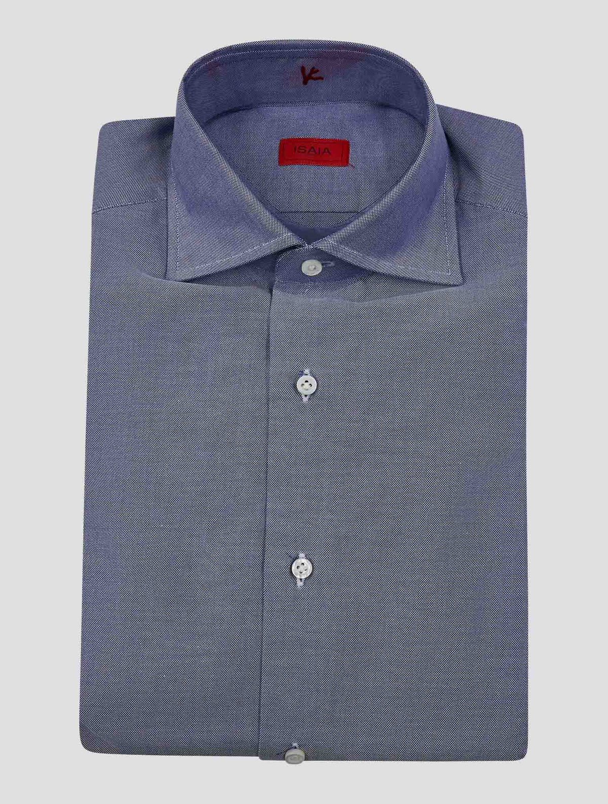 Isaia Blue White Cotton Shirt