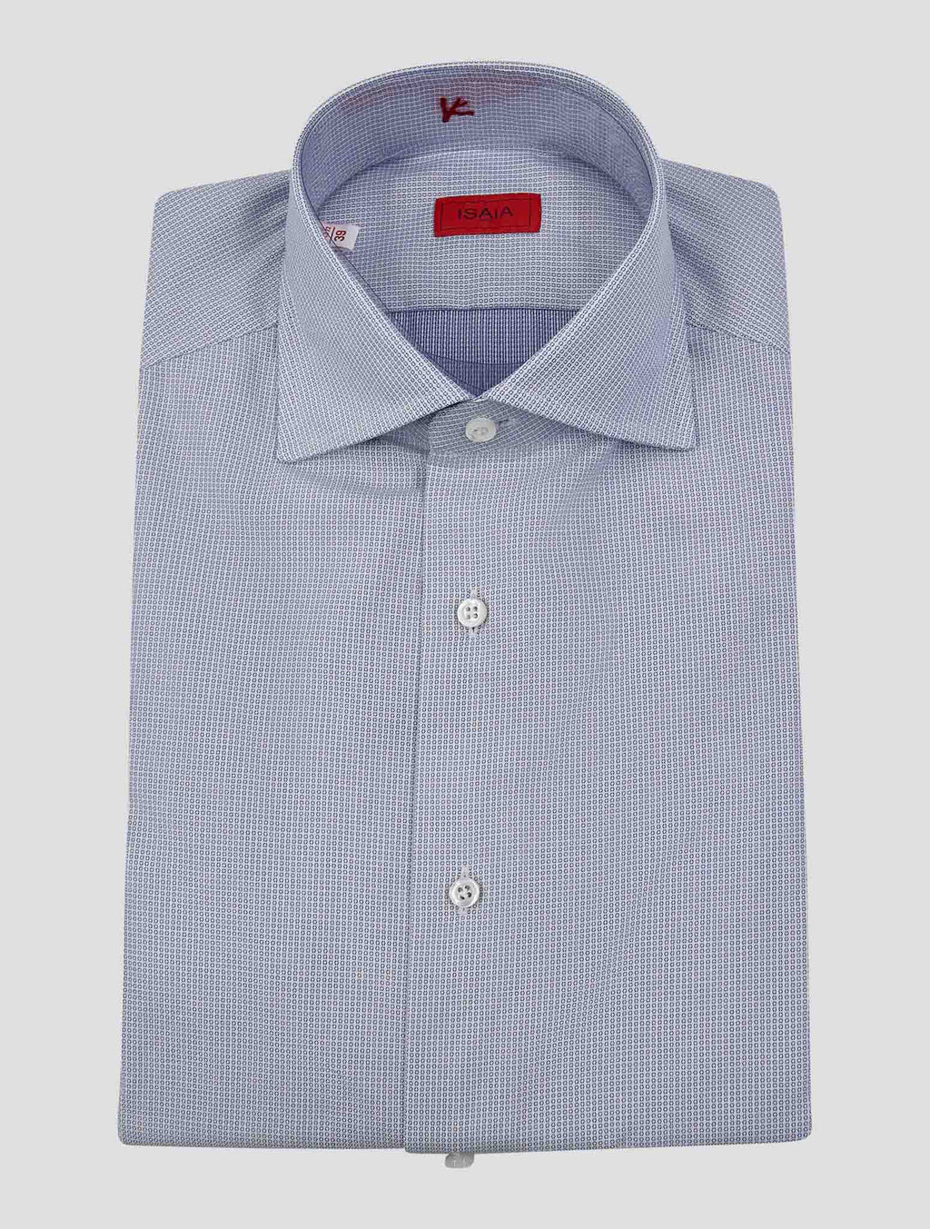 Isaia Blue White Cotton Shirt