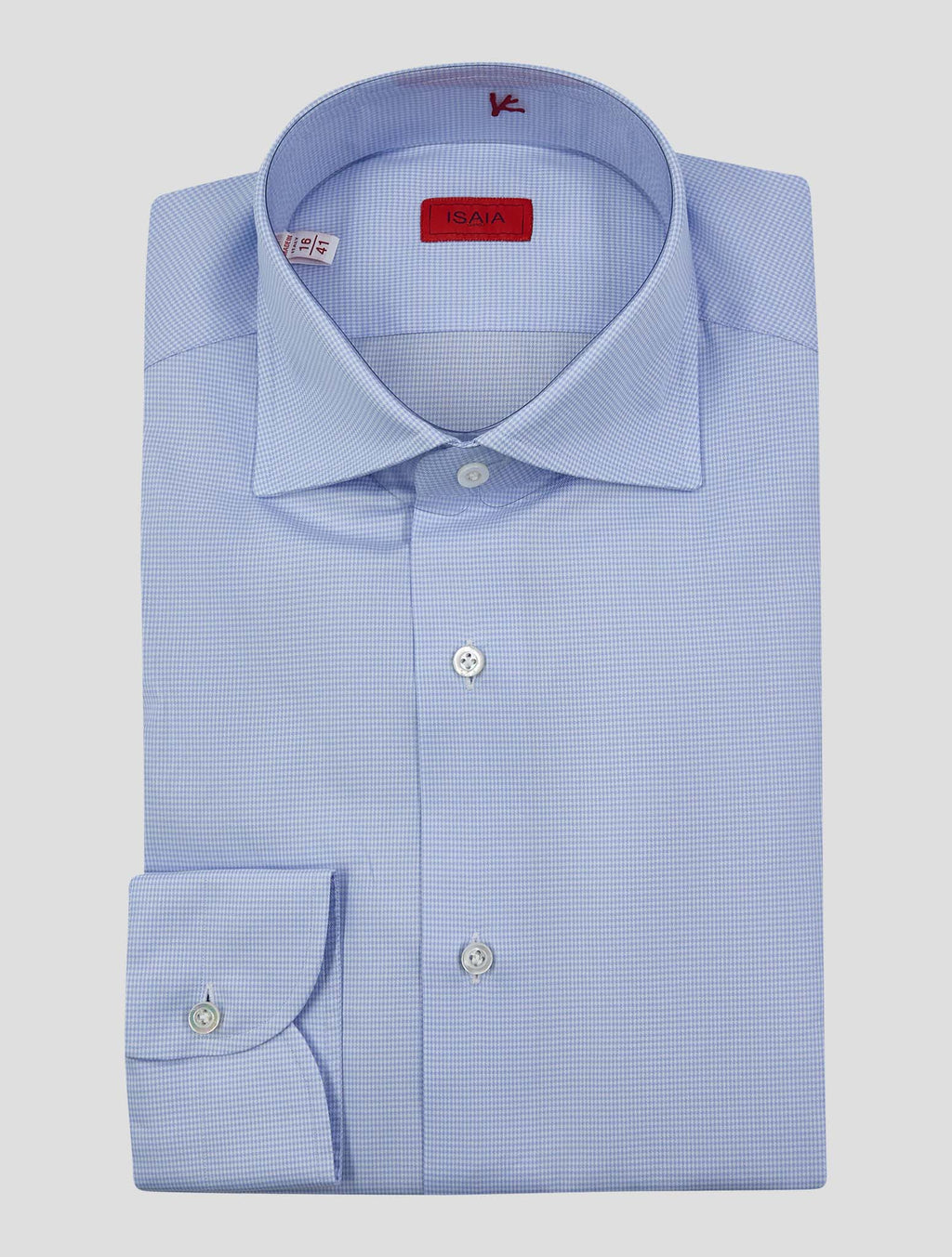 Isaia Light Blue White Cotton Shirt