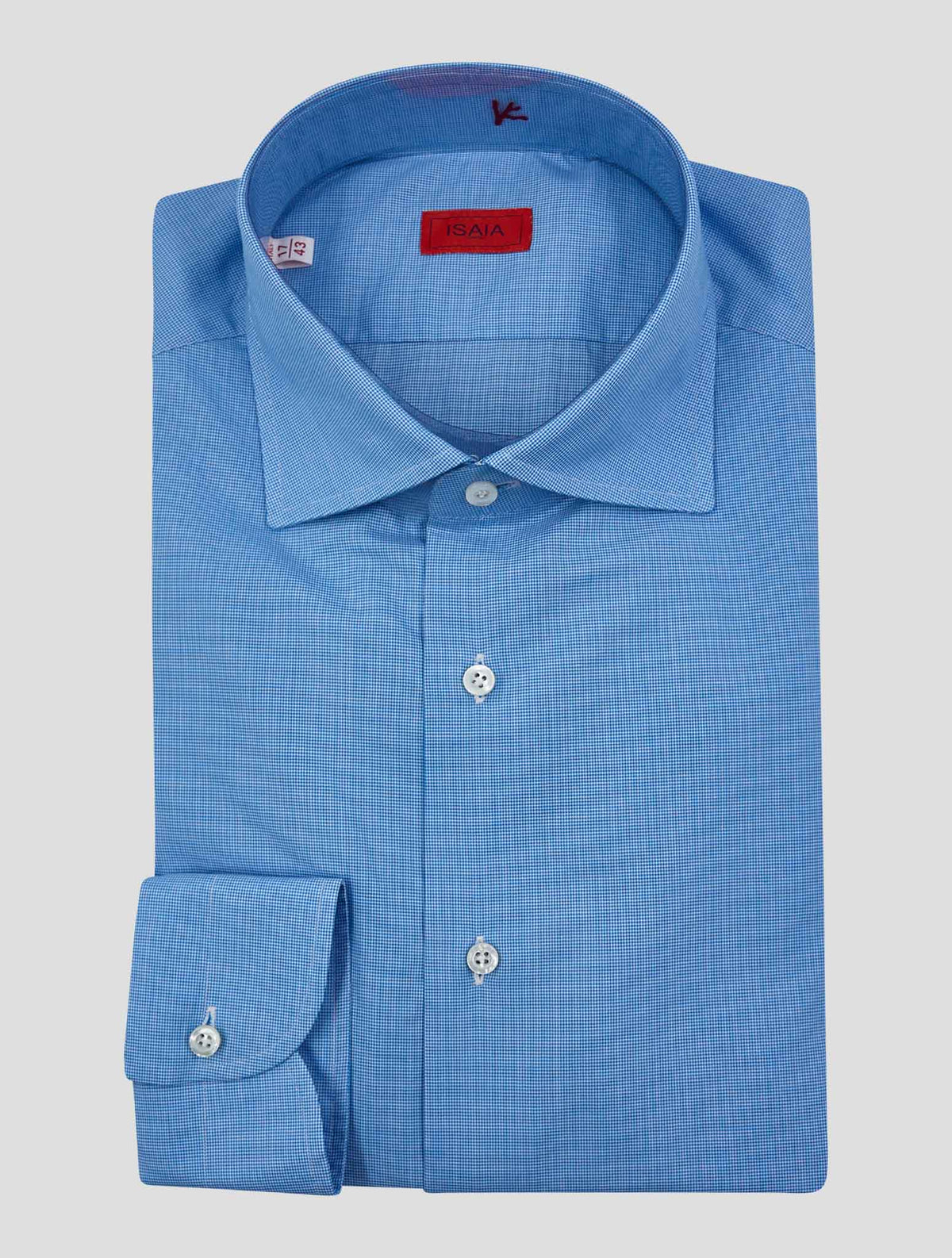 Isaia Light Blue White Cotton Shirt