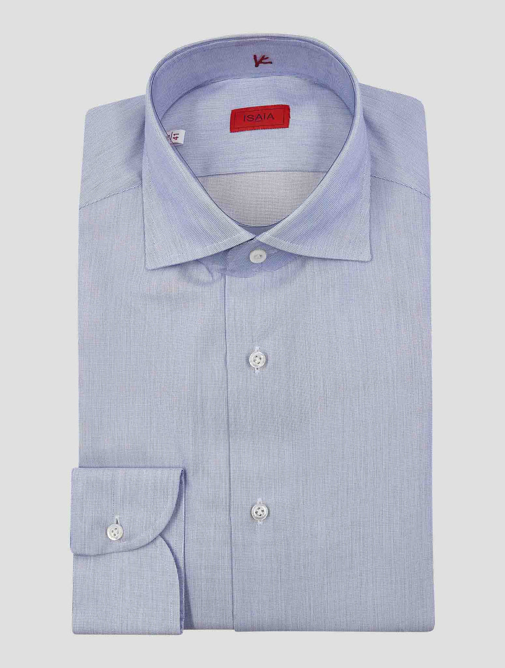 Isaia Blue White Cotton Shirt