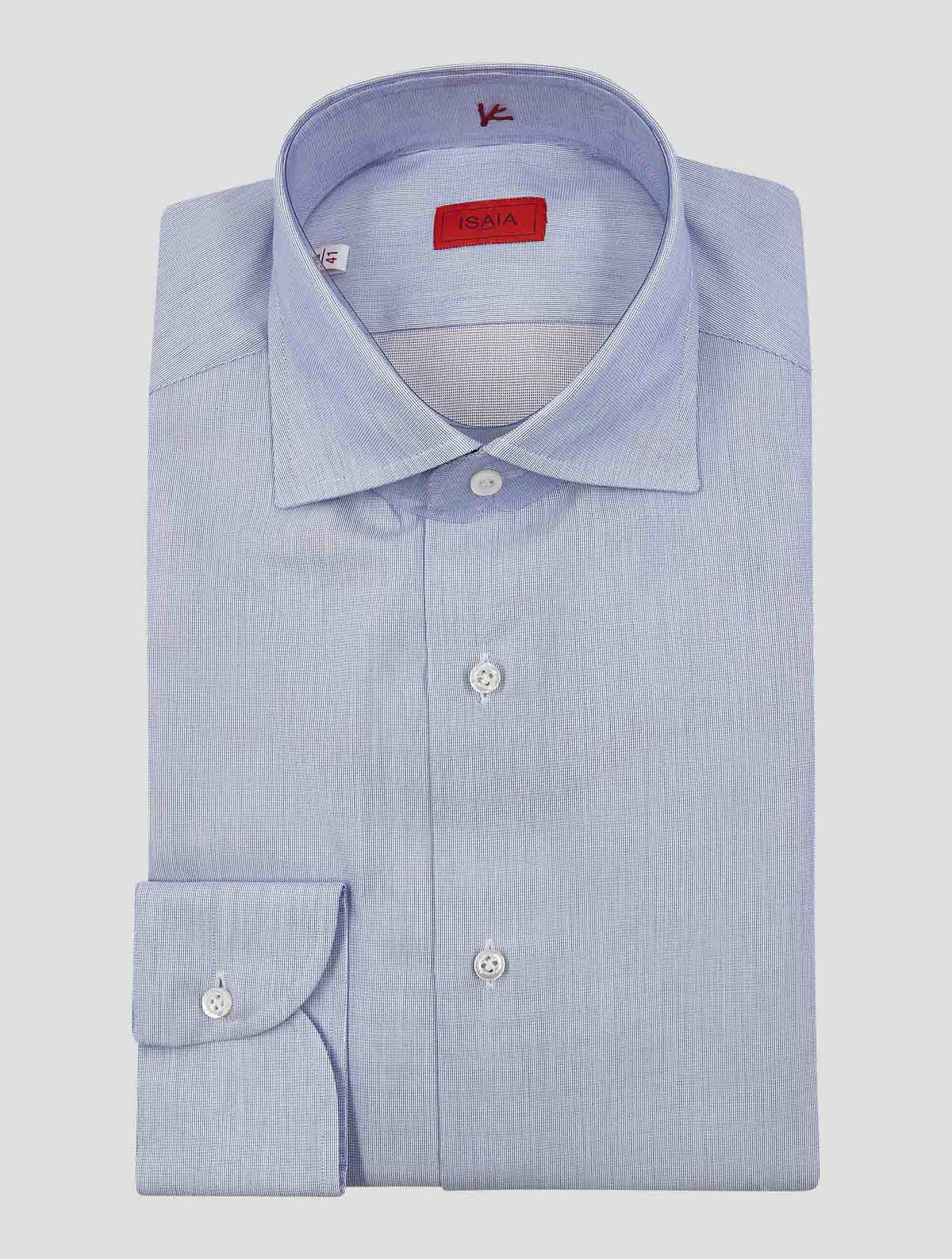 Isaia Blue White Cotton Shirt