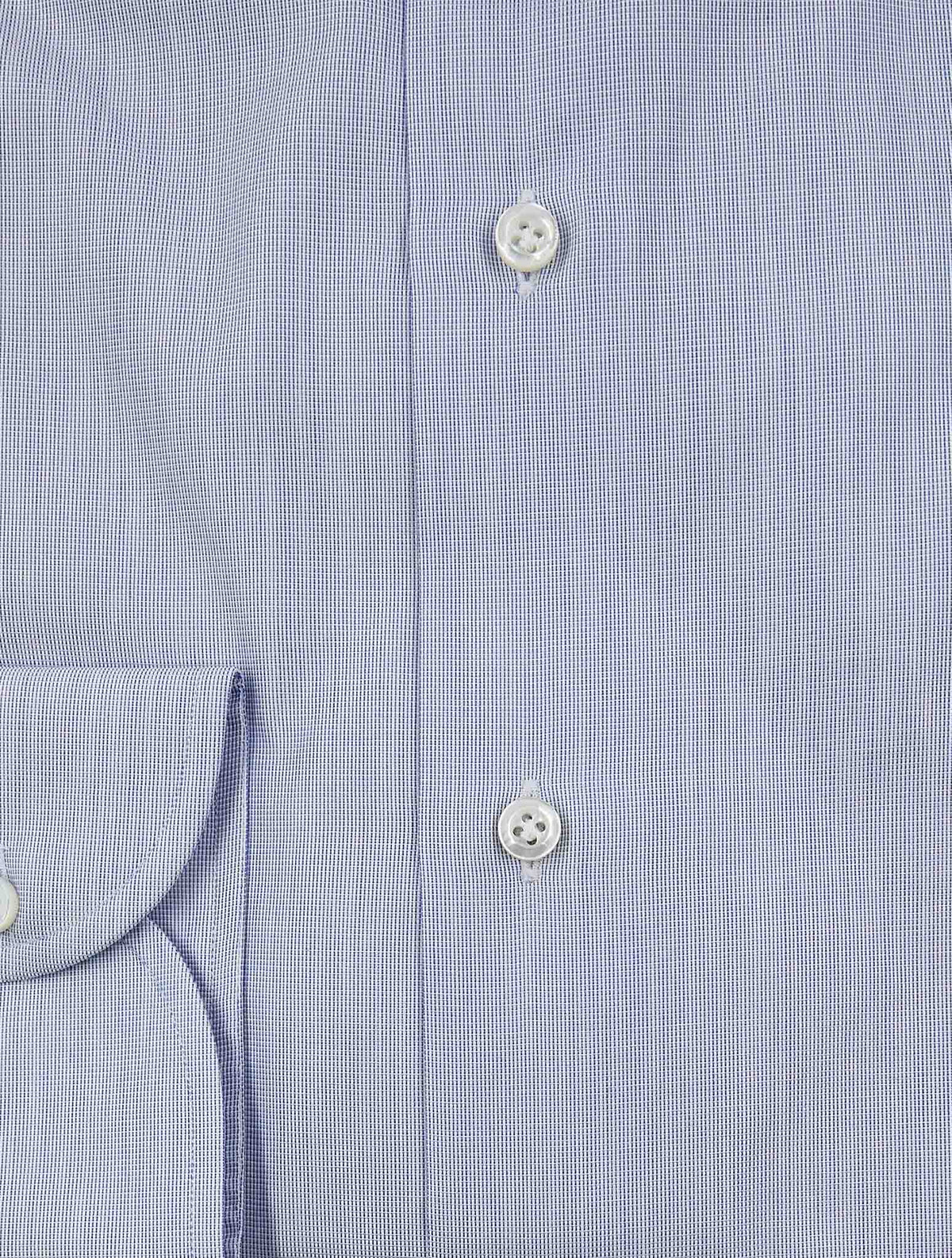 Isaia Blue White Cotton Shirt
