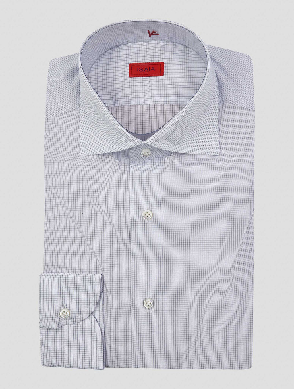 Isaia White Blue Cotton Shirt