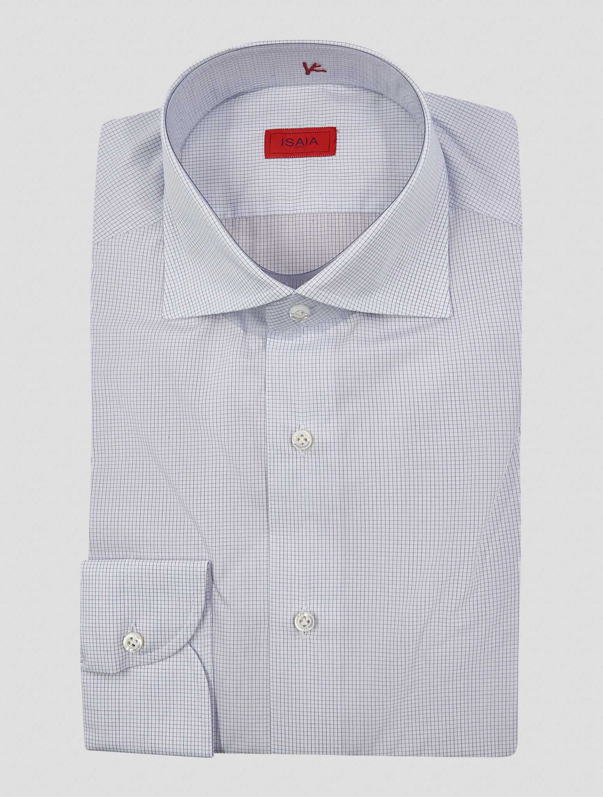 Isaia White Blue Cotton Shirt