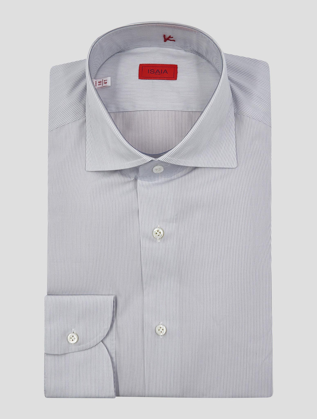 Isaia Gray White Cotton Shirt