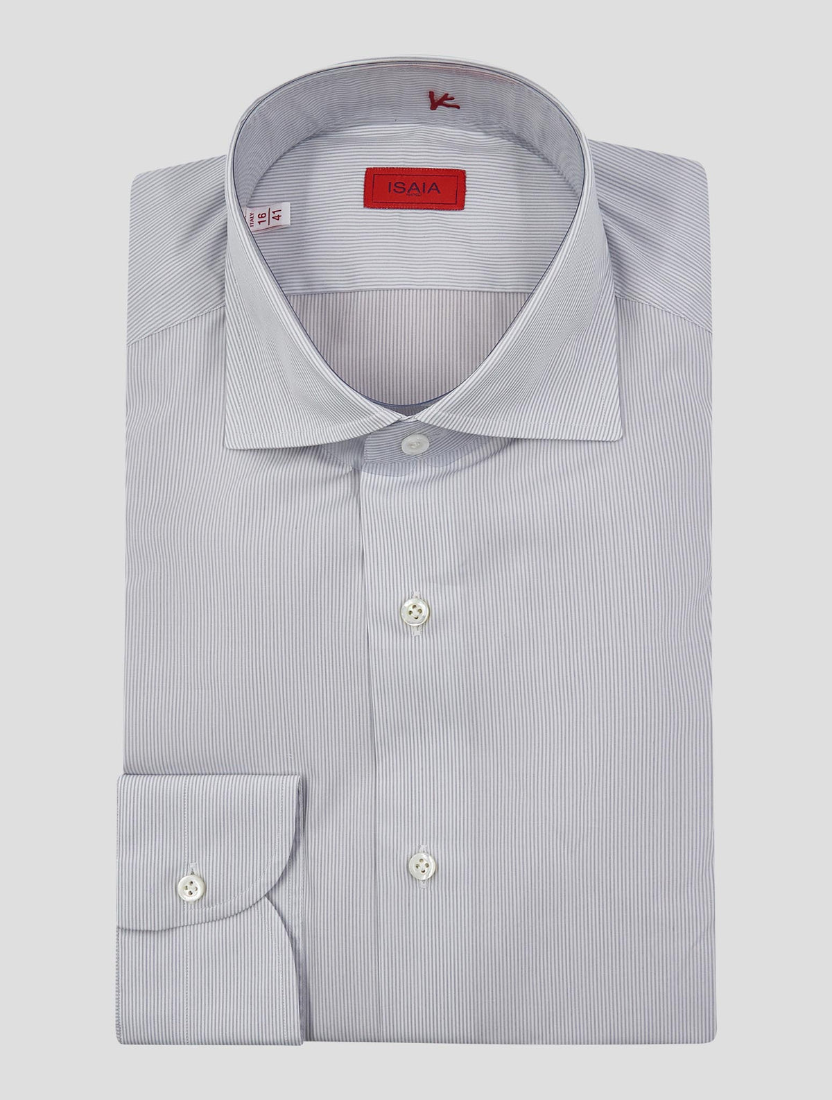 Isaia Gray White Cotton Shirt
