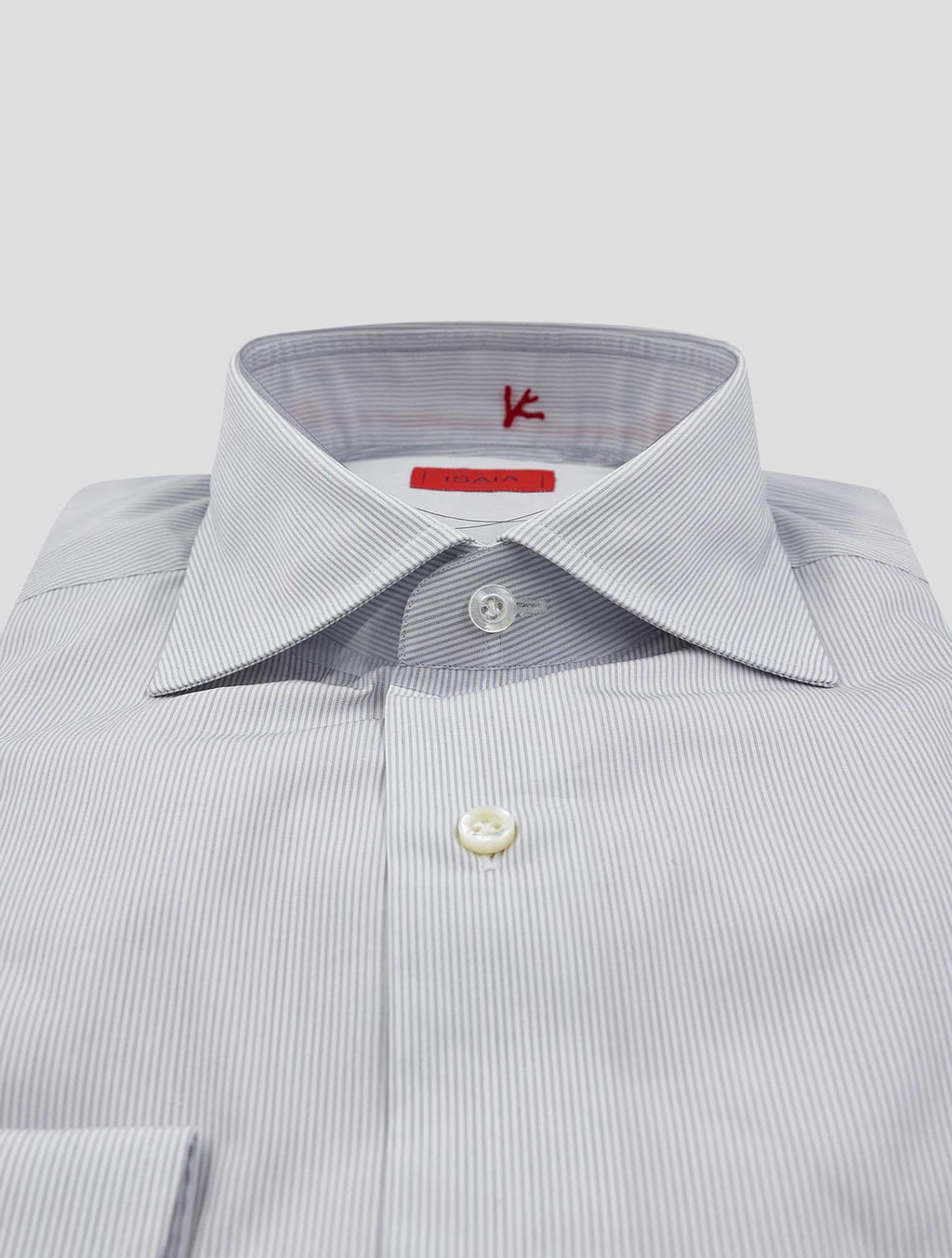 Isaia Gray White Cotton Shirt