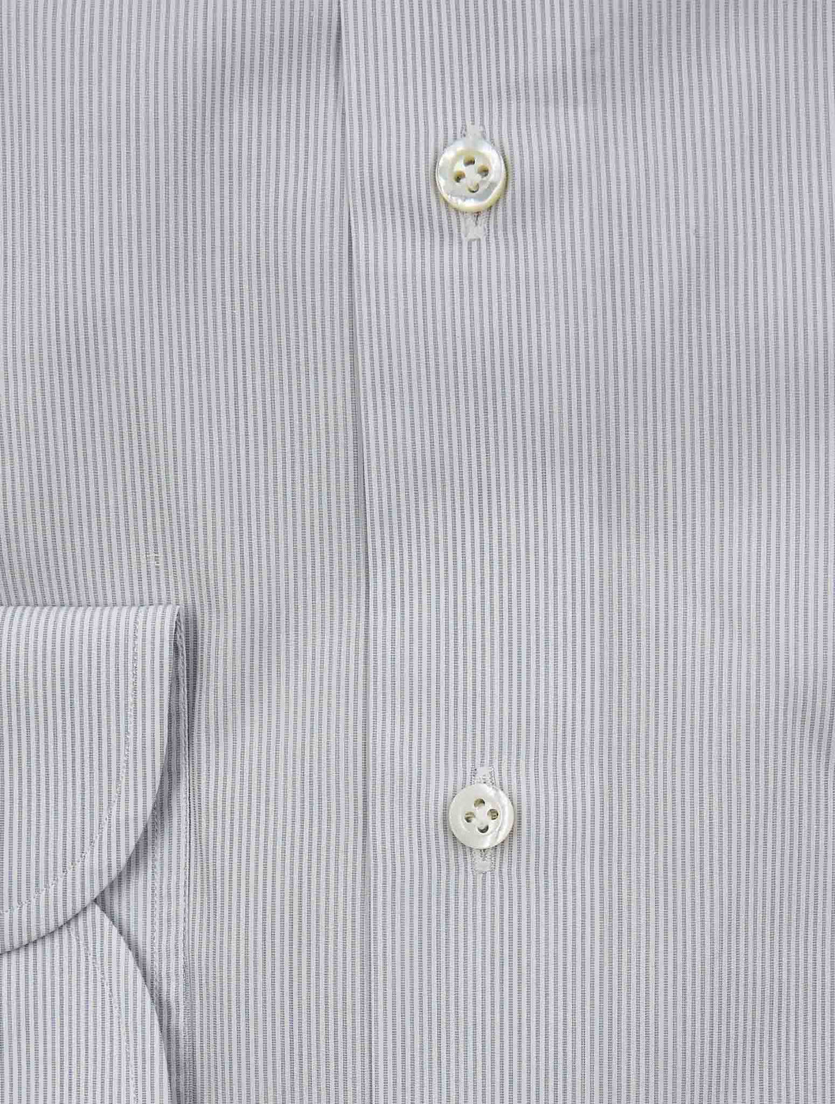 Isaia Gray White Cotton Shirt