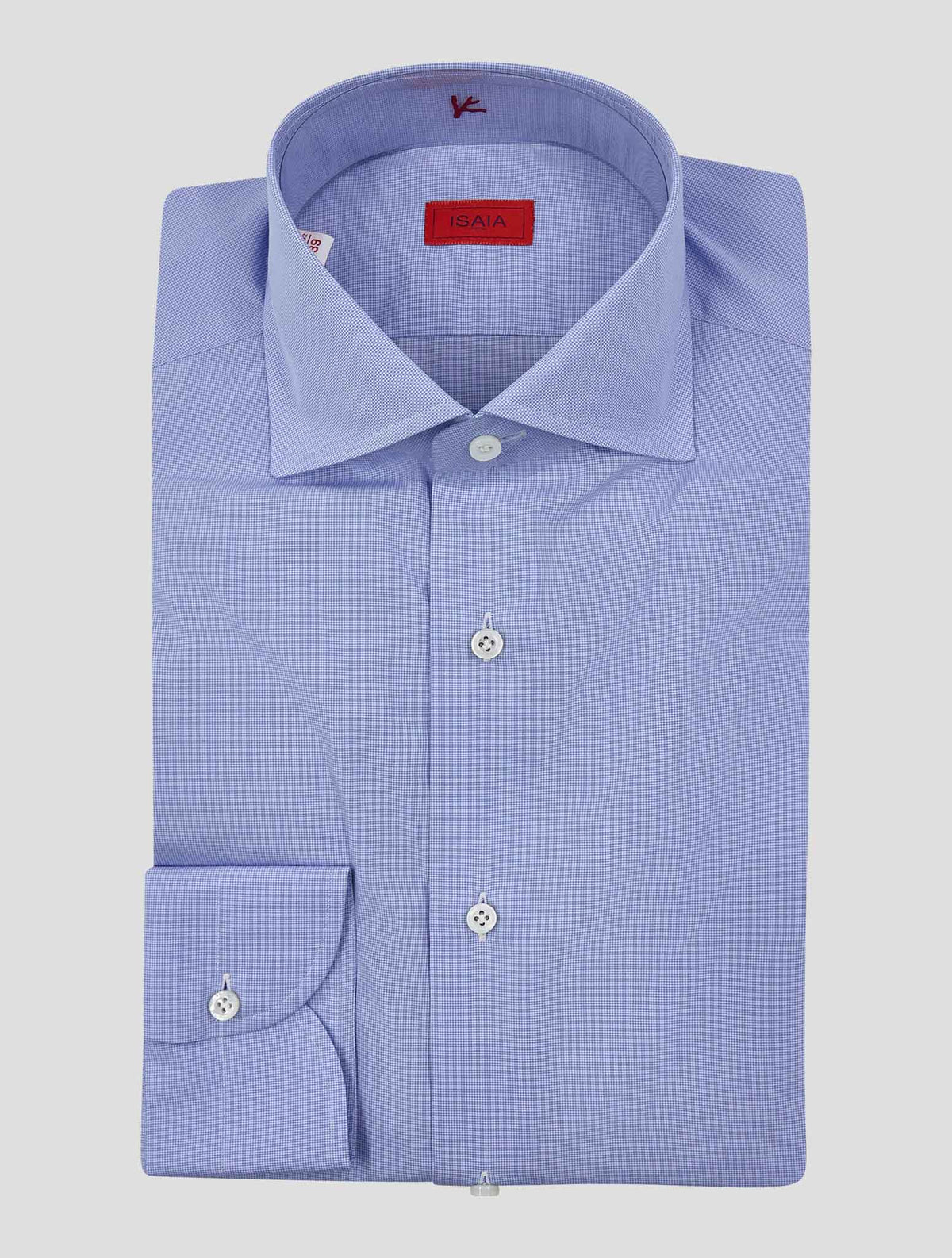 Isaia Blue White Cotton Shirt
