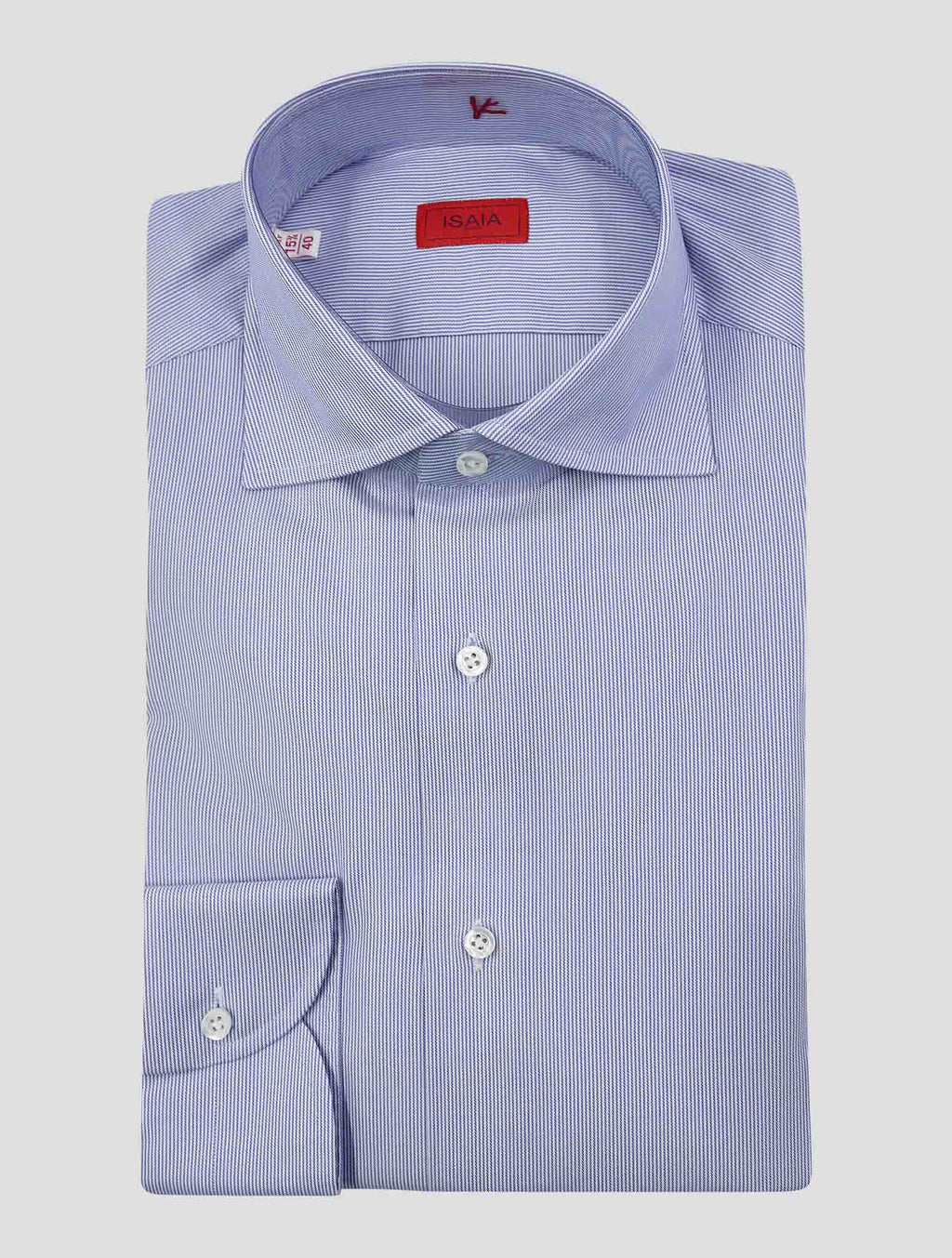 Isaia Blue White Cotton Shirt