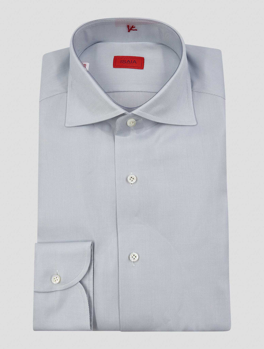 Isaia Gray White Cotton Shirt