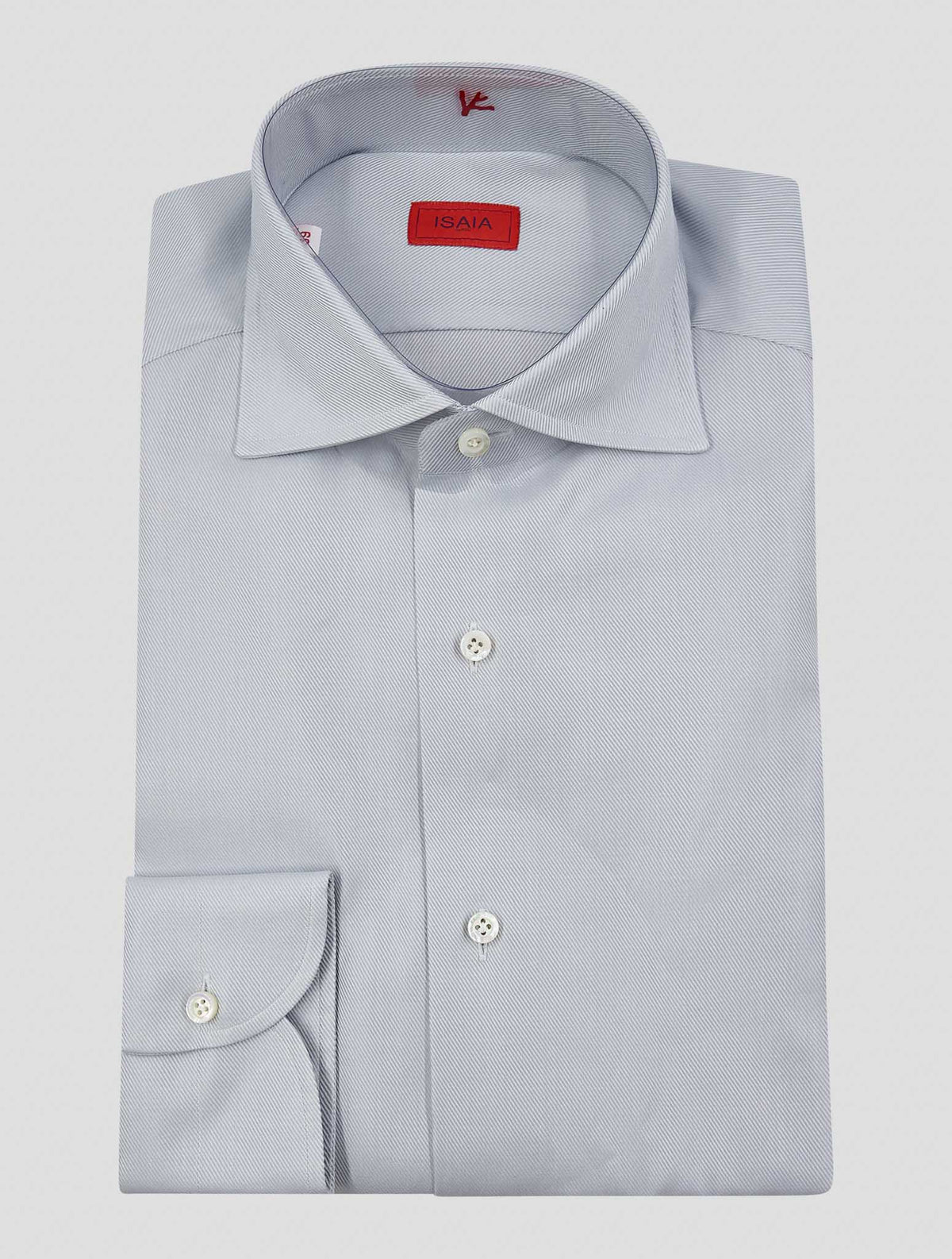 Isaia Gray White Cotton Shirt