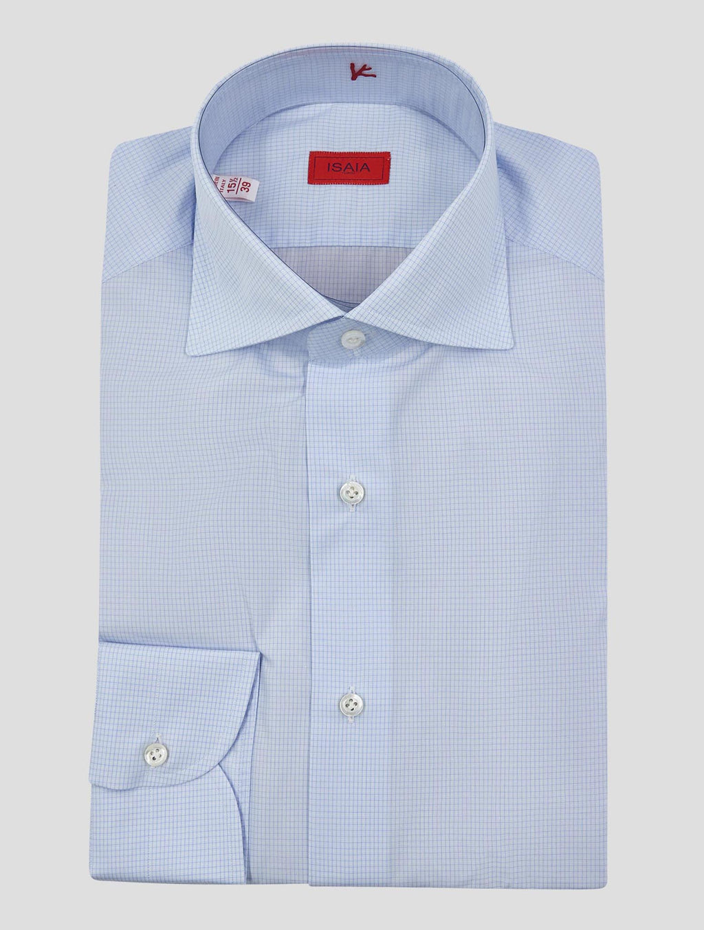 Isaia Light Blue White Cotton Shirt