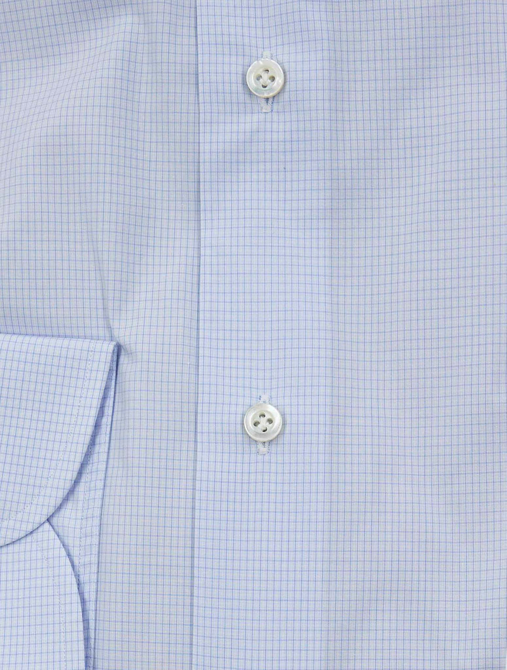 Isaia Light Blue White Cotton Shirt