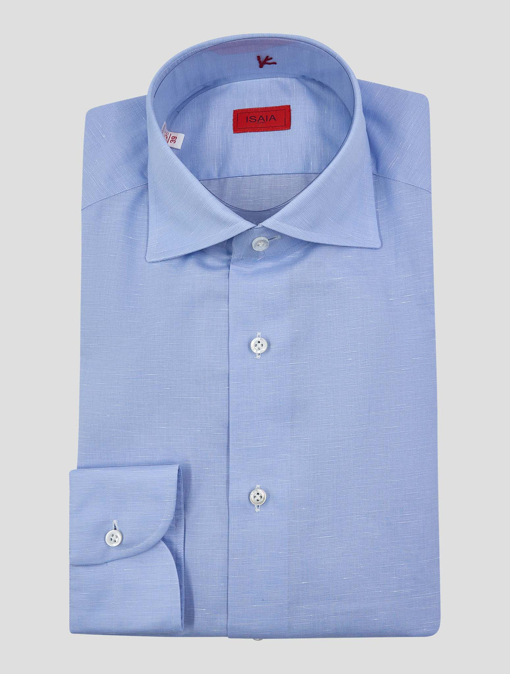 Isaia Light Blue Cotton Linen Shirt