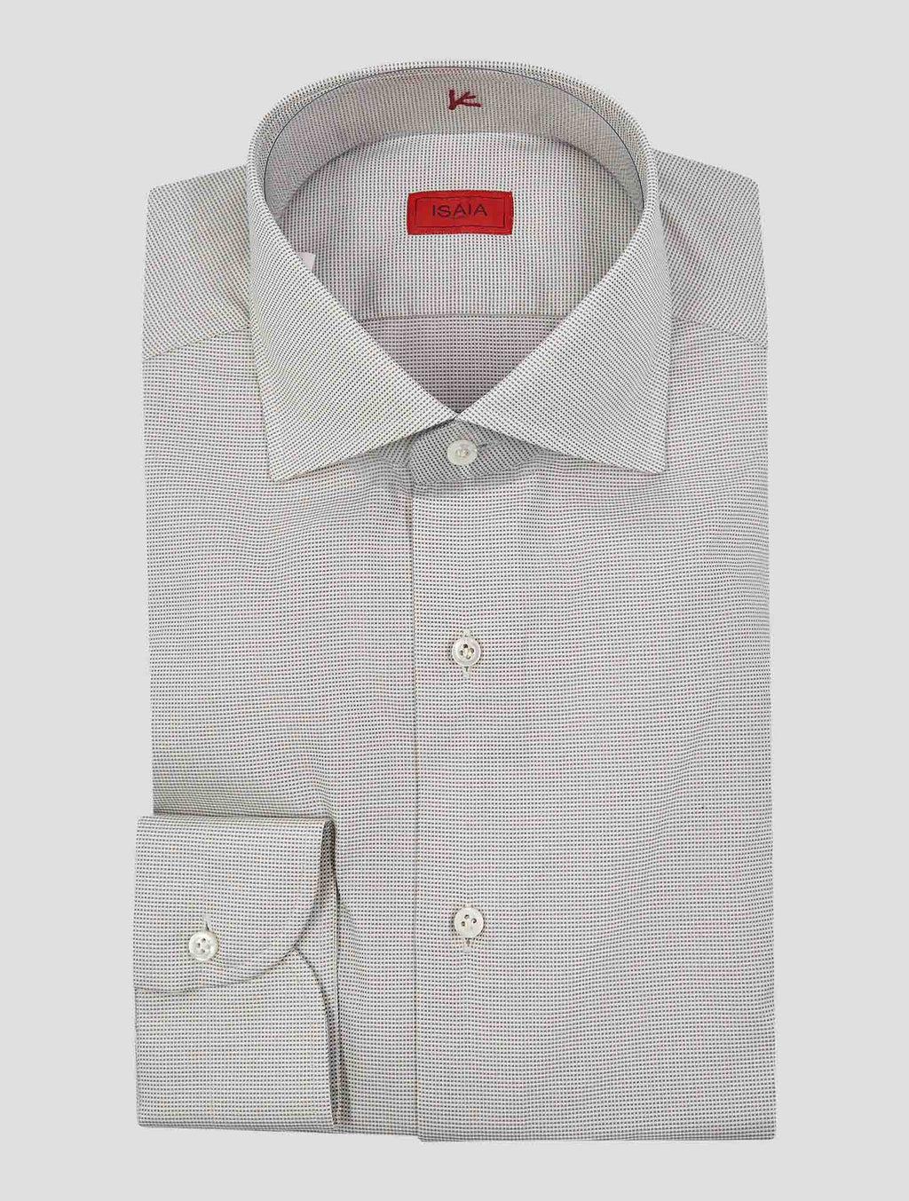 Isaia Gray White Cotton Shirt