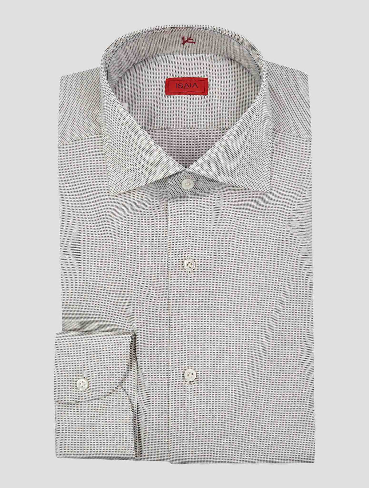 Isaia Gray White Cotton Shirt