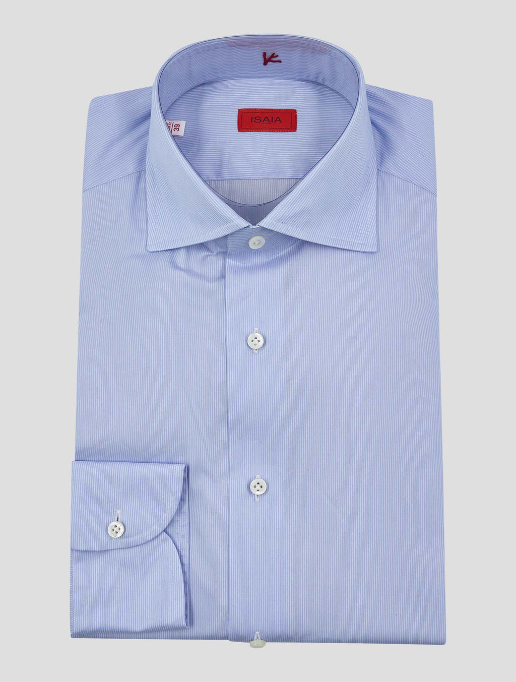 Isaia Light Blue White Cotton Shirt