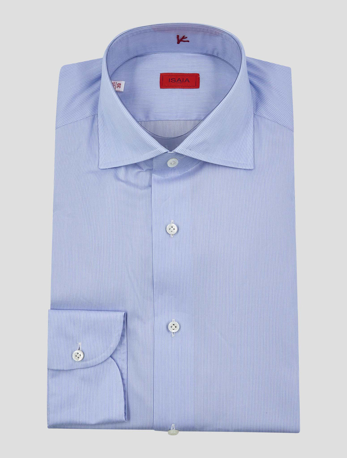 Isaia Light Blue White Cotton Shirt