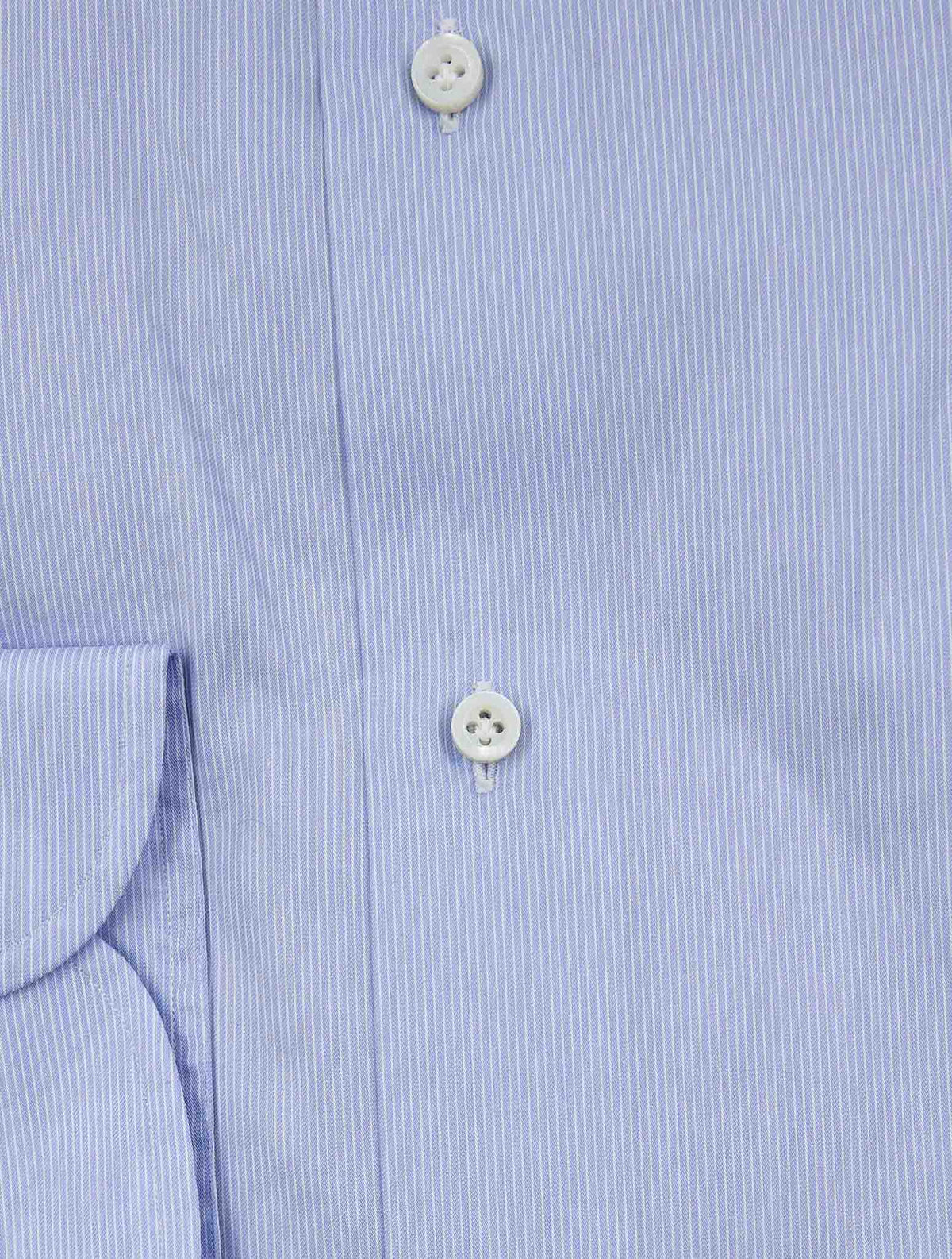 Isaia Light Blue White Cotton Shirt