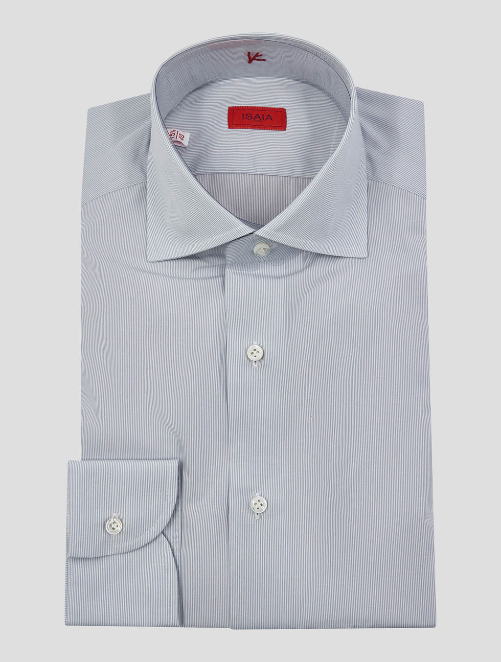 Isaia Gray White Cotton Shirt