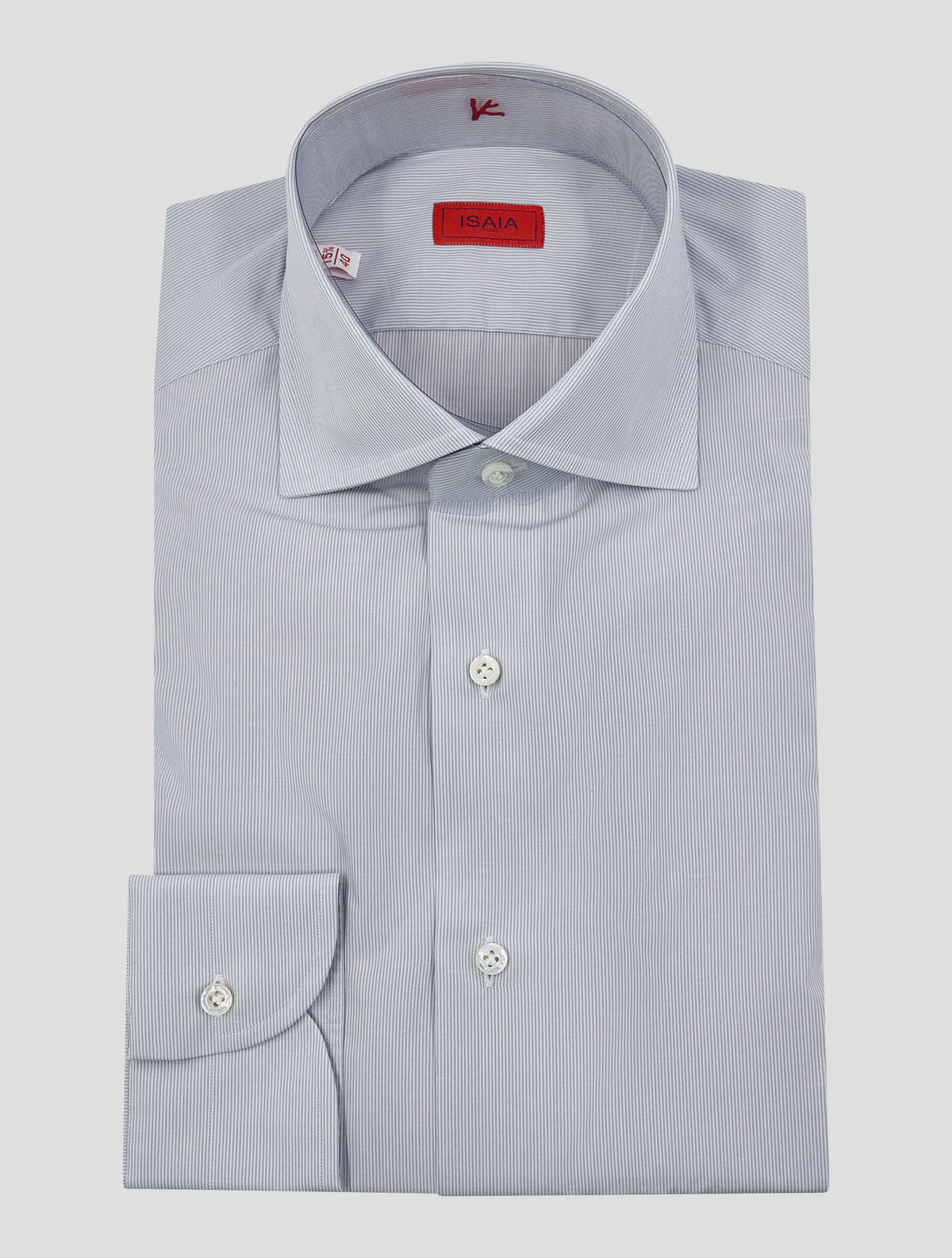 Isaia Gray White Cotton Shirt