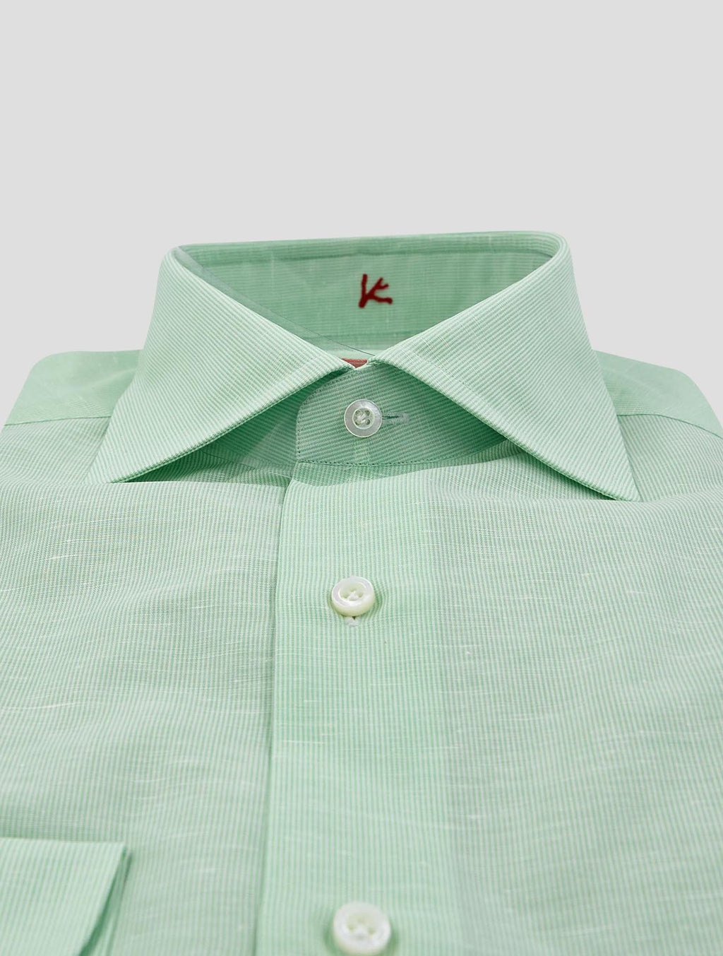 Isaia Green Linen Cotton Shirt