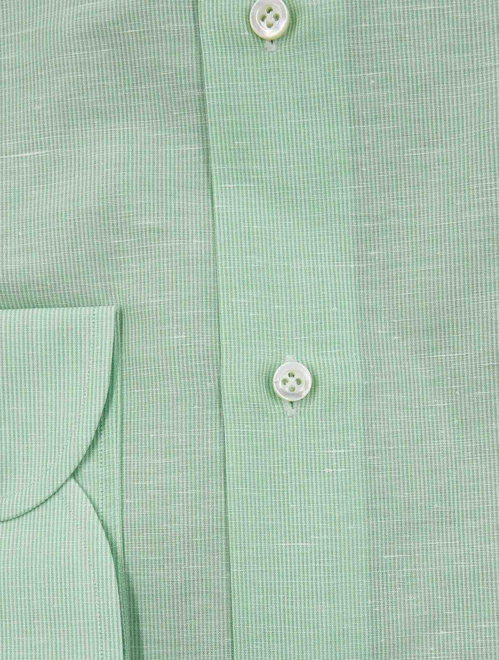 Isaia Green Linen Cotton Shirt