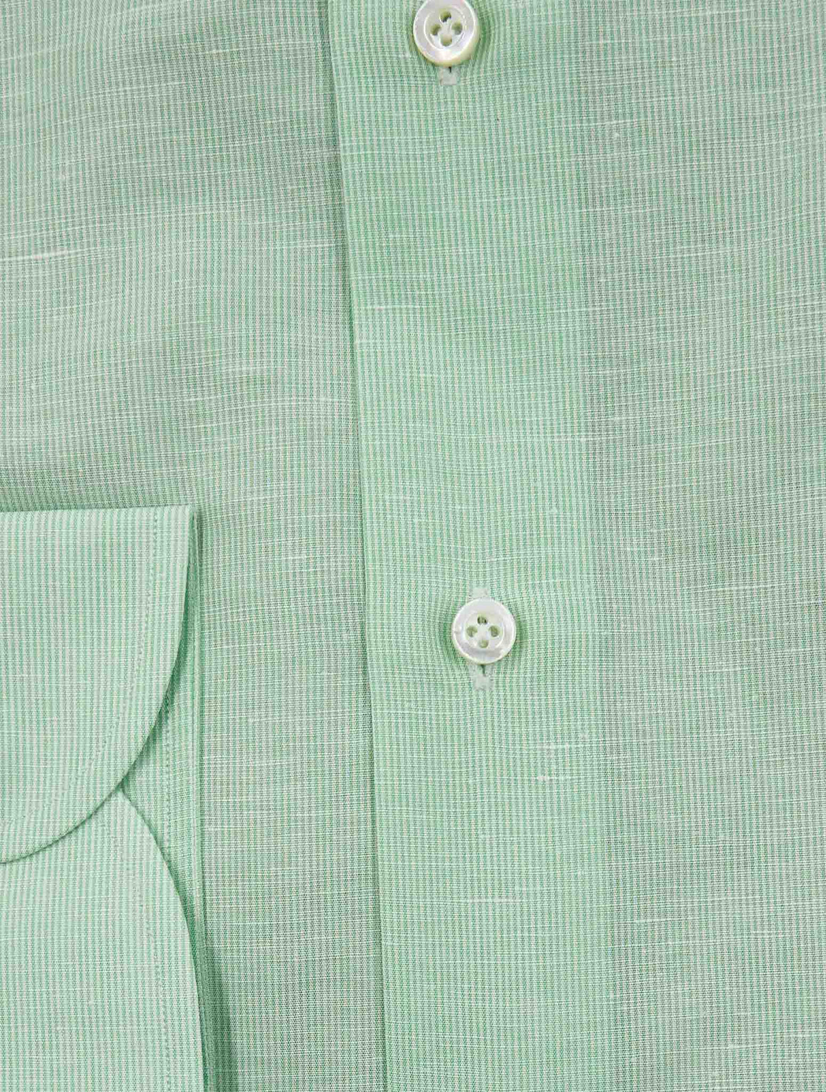 Isaia Green Linen Cotton Shirt