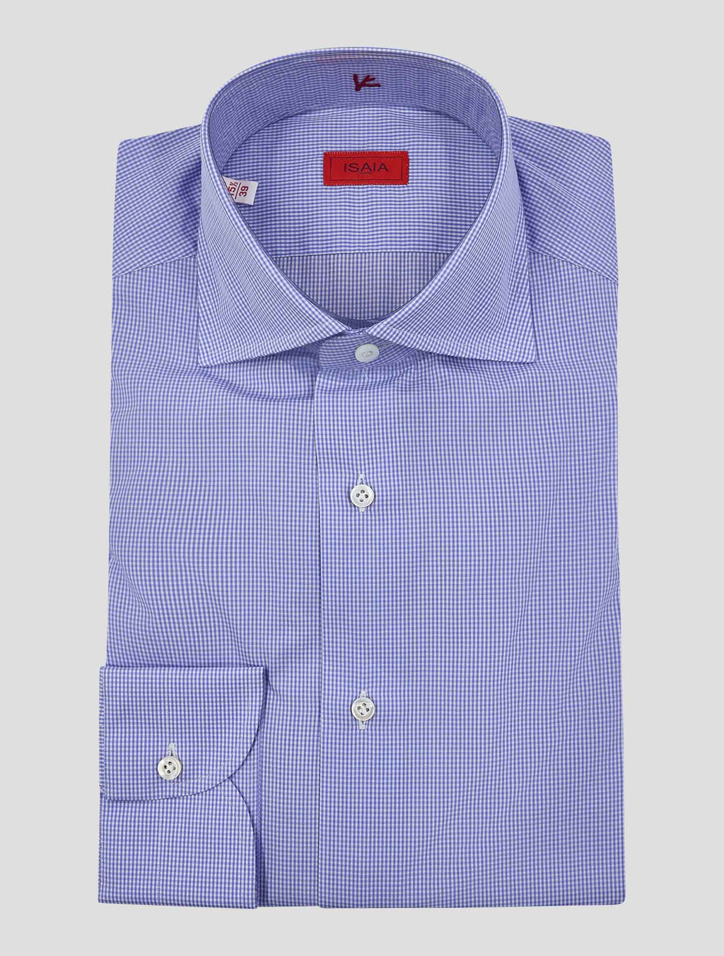 Isaia Blue White Cotton Shirt