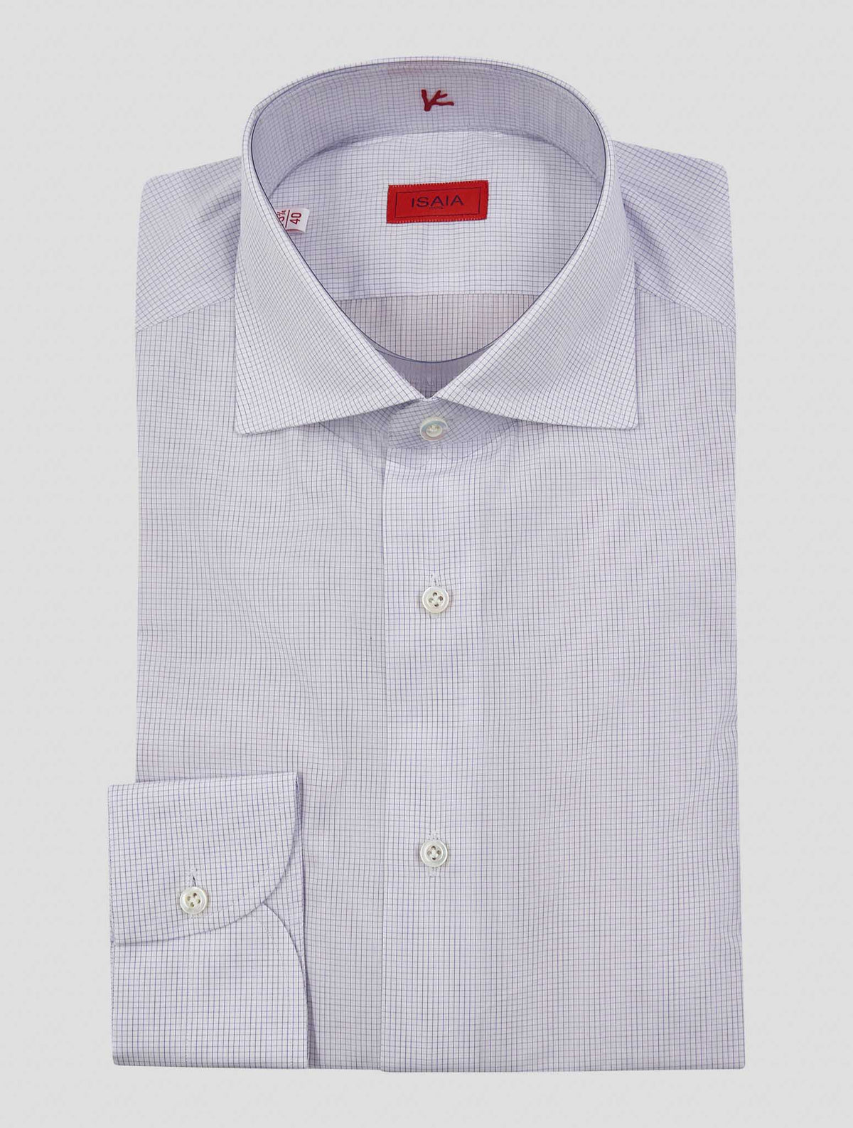 Isaia Violet White Cotton Shirt