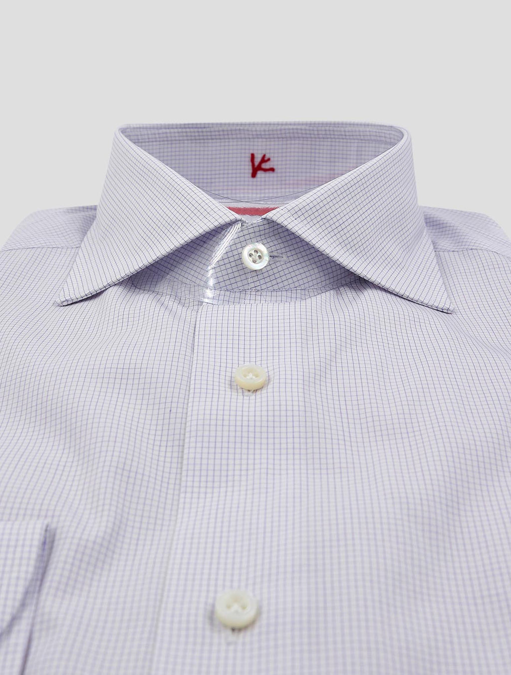 Isaia Violet White Cotton Shirt