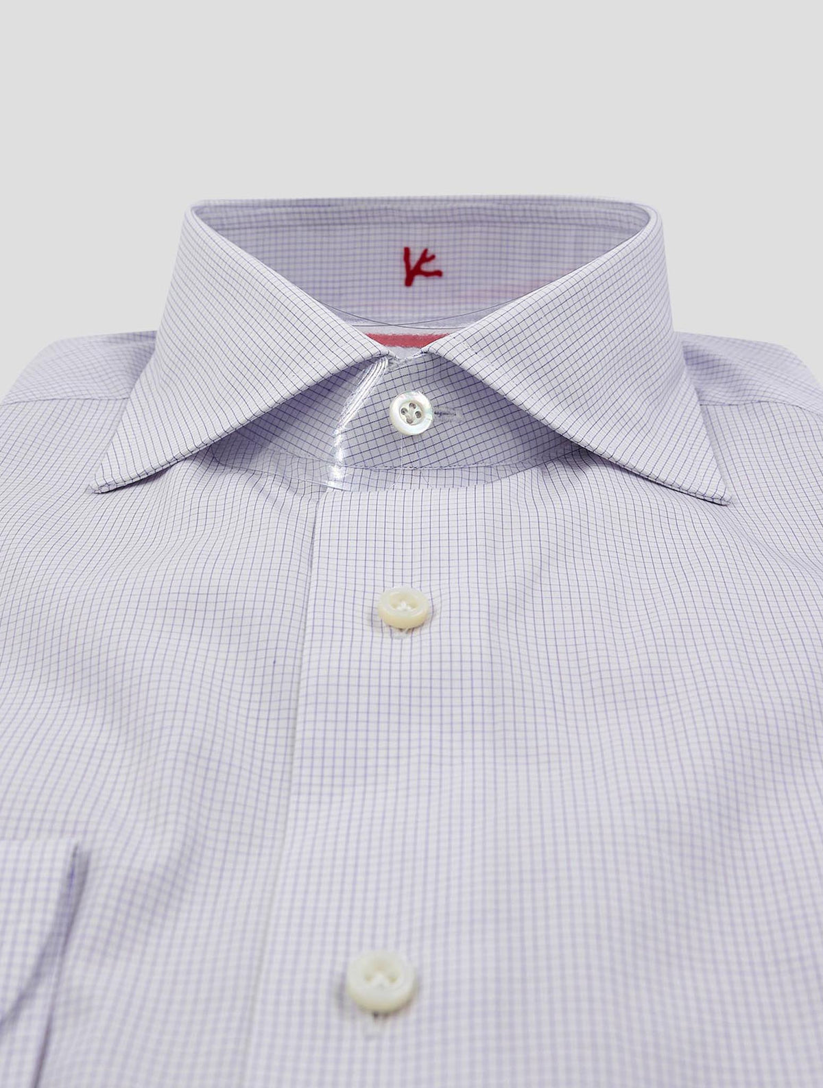 Isaia Violet White Cotton Shirt