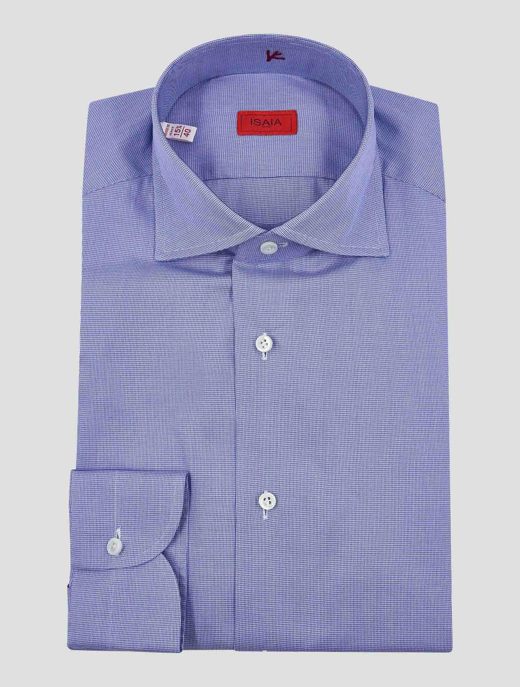 Isaia Light Blue White Cotton Shirt
