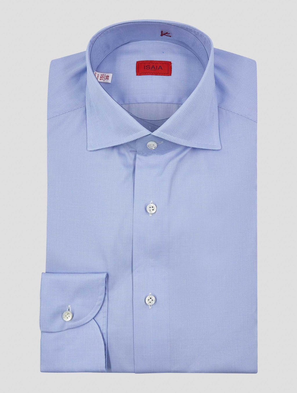 Isaia Blue White Cotton Shirt
