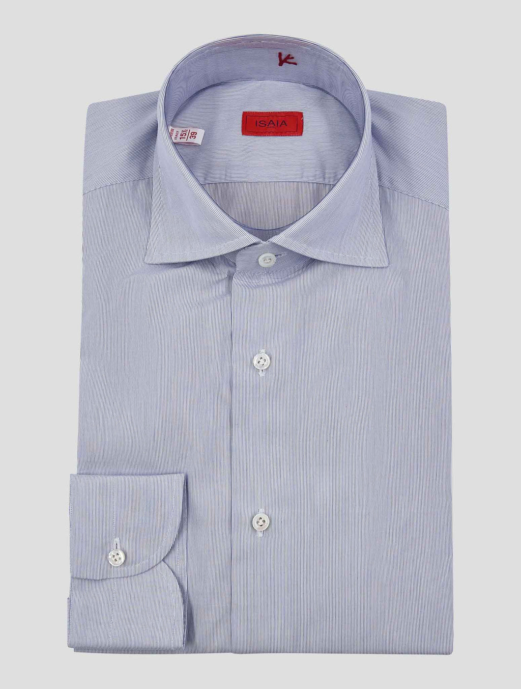 Isaia Blue White Cotton Shirt
