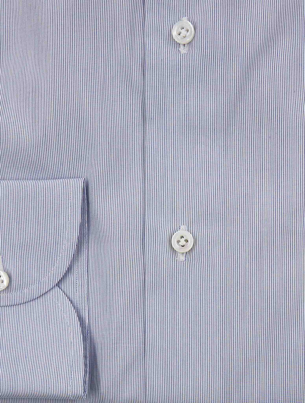 Isaia Blue White Cotton Shirt