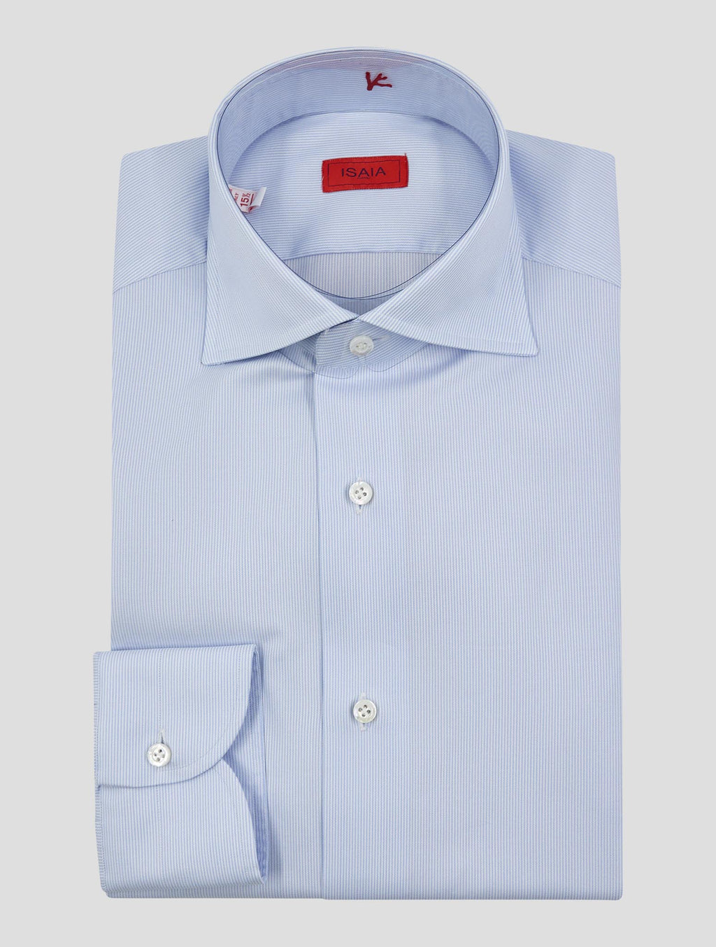 Isaia Light Blue White Cotton Shirt