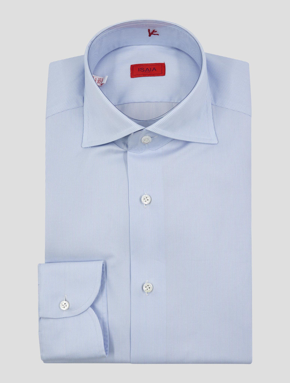 Isaia Light Blue White Cotton Shirt
