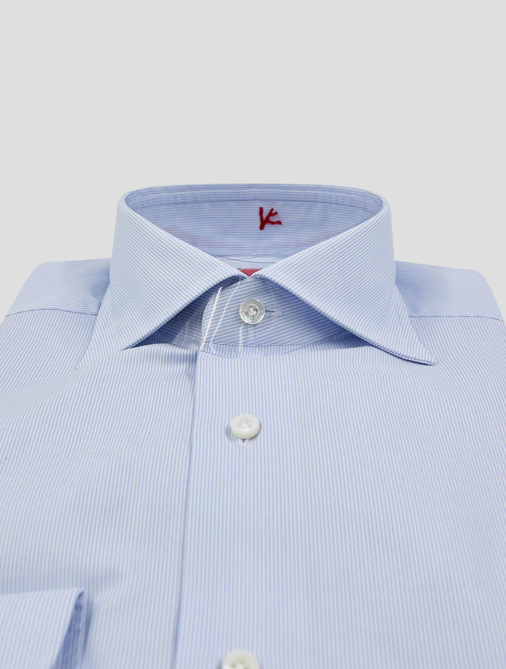 Isaia Light Blue White Cotton Shirt