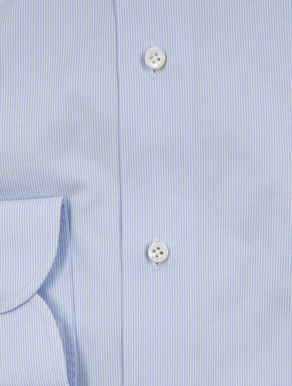 Isaia Light Blue White Cotton Shirt