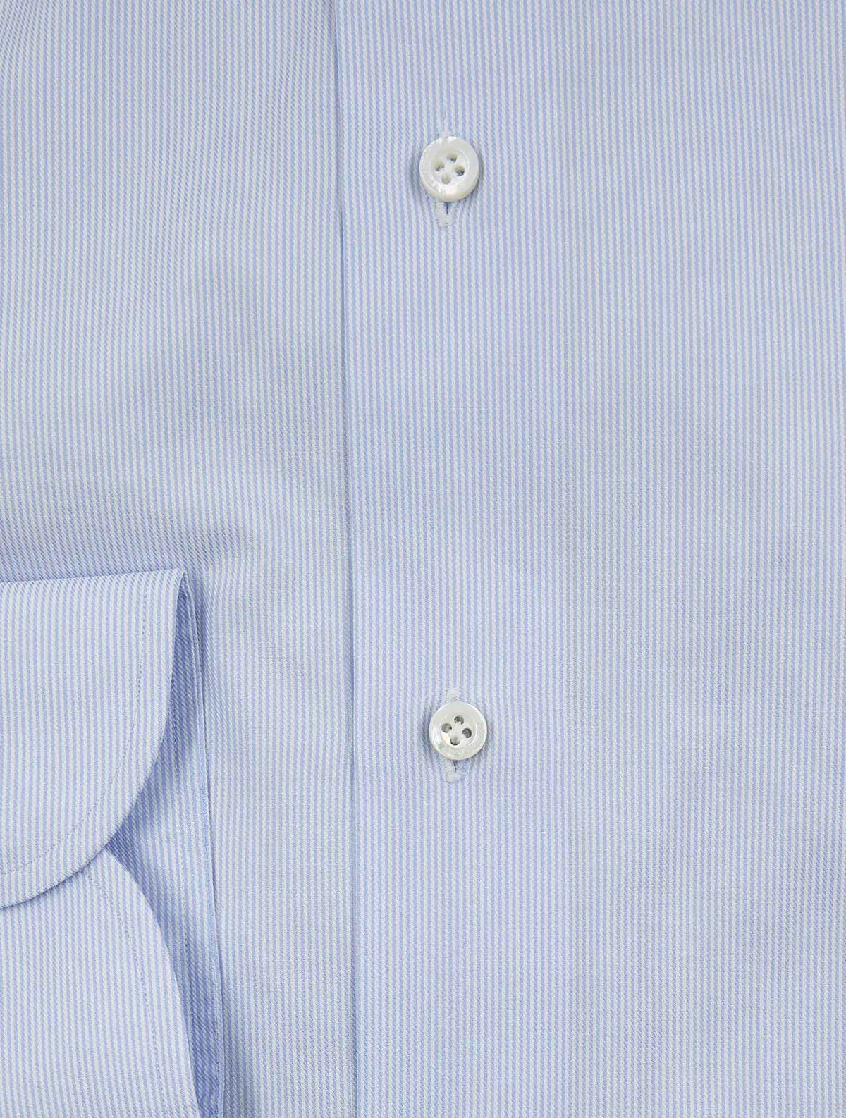 Isaia Light Blue White Cotton Shirt
