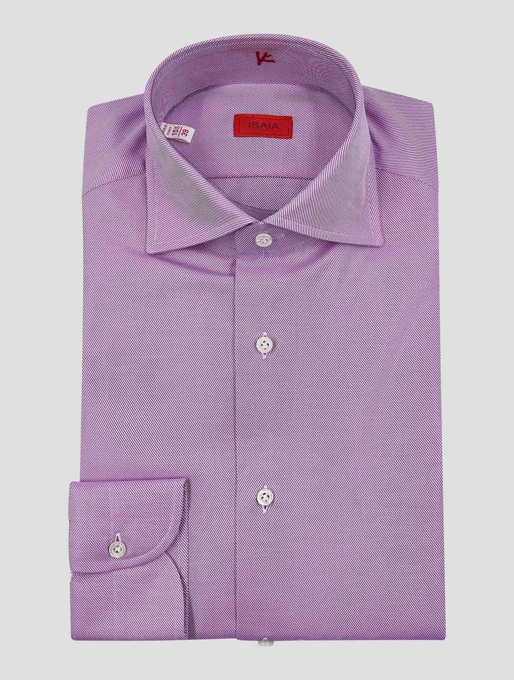 Isaia Violet White Cotton Shirt