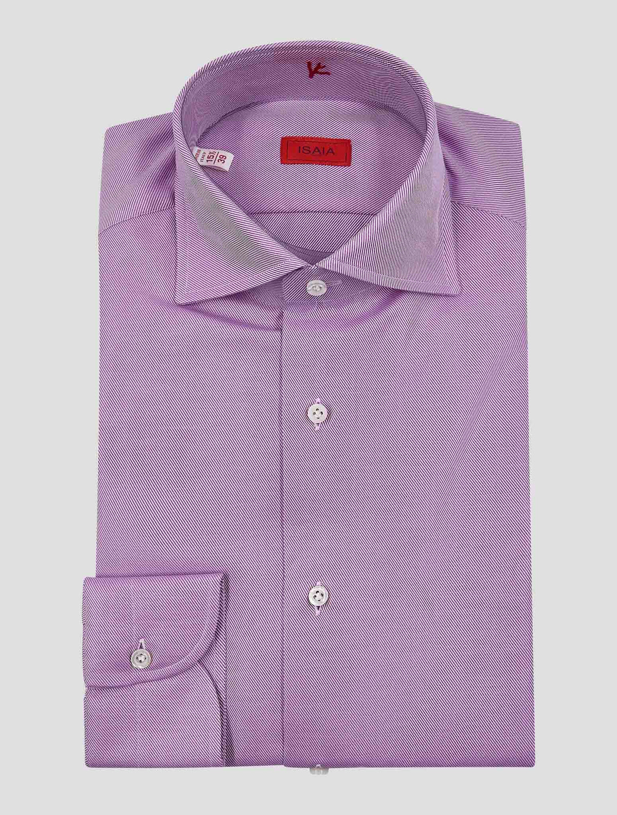 Isaia Violet White Cotton Shirt