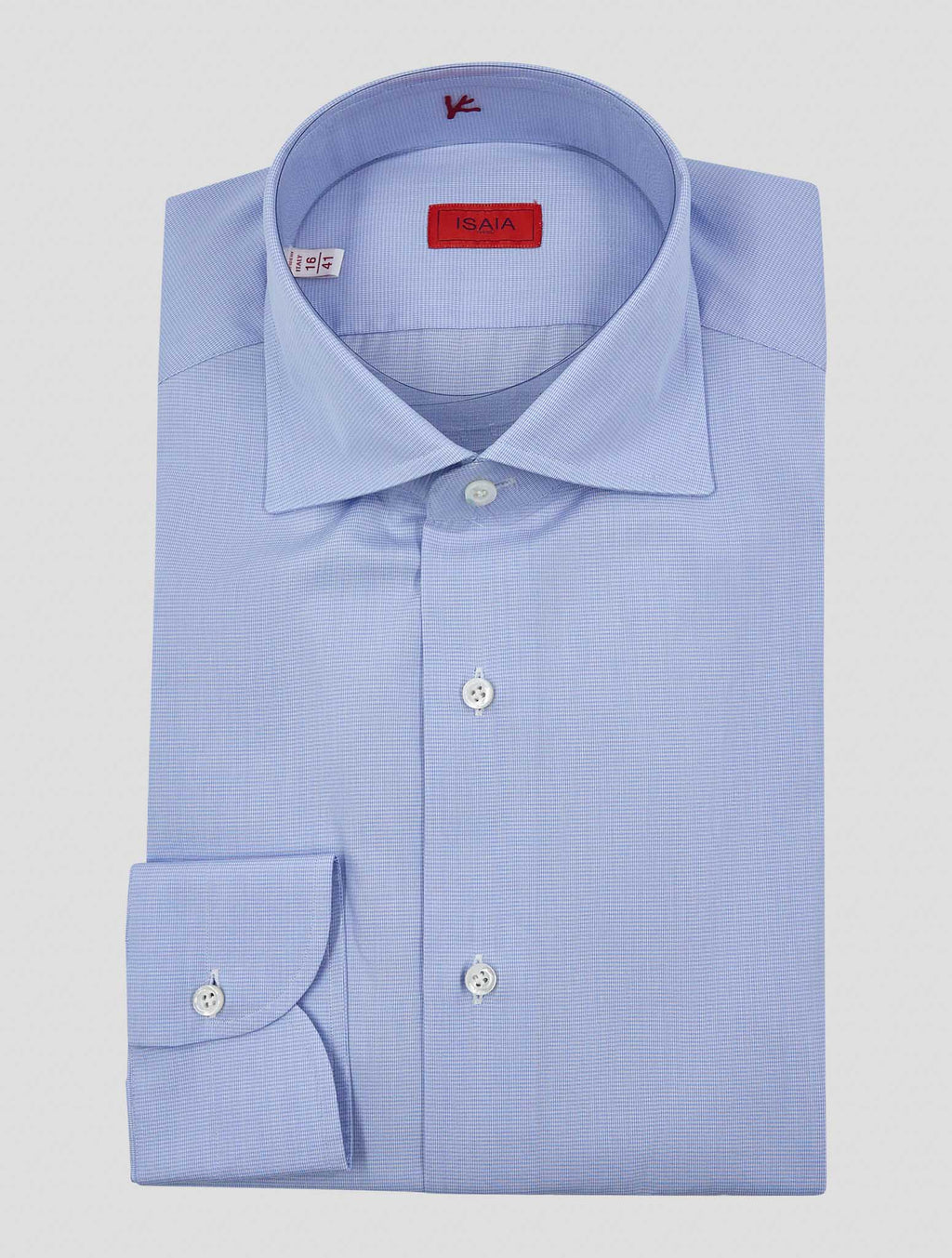 Isaia Blue White Cotton Shirt